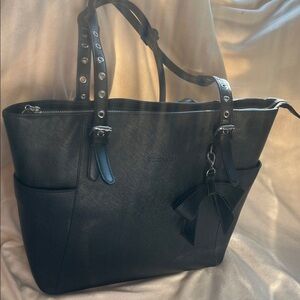 Black Laptop Bag Briefcase with Bow Charm